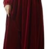 Women's Long Sleeve Nightgown Velvet Sleep Dress Ruffle Crew Neck Mid-length Nightdress