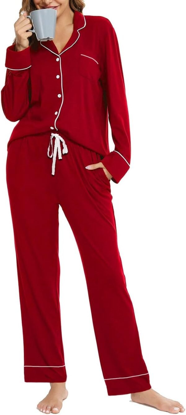 Pajama Set For Women Long Sleeve Button Down Sleepwear Soft and Comfy Lounge Set S-XXL