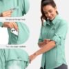 Womens Sun Protection Fishing Shirt with Zipper Pockets Lightweight SPF Long Sleeve Shirts for Hiking Safari