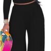 2 Piece Outfits for Women Casual Wide Leg Pants Set Outfits Sexy Front Crop Tops High Waist Jumpsuits Set