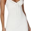Women Graduation Dress Spaghetti Straps Sleeveless Short Dresses Y2k Low Cut Bodycon Going Out A-Line Mini Dress