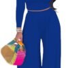 2 Piece Outfits for Women Casual Wide Leg Pants Set Outfits Sexy Front Crop Tops High Waist Jumpsuits Set