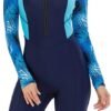 Women's One Piece Long Sleeve Rash Guard Knee High Bathing Suits Swimsuit Sport Surfing Wear Athletic Swimwear