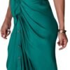 Women's Short Sleeve Satin Dress Button Down with Belt Maxi Shirt Dresses
