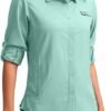 Womens Sun Protection Fishing Shirt with Zipper Pockets Lightweight SPF Long Sleeve Shirts for Hiking Safari