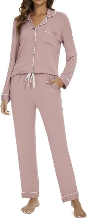 Pajama Set For Women Long Sleeve Button Down Sleepwear Soft and Comfy Lounge Set S-XXL
