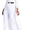 VERWIN Patchwork Overlay Embellished Plain Women's Jumpsuit High-Waist Woman Romper