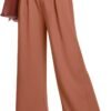 Women's Wide Leg Dress Pants High Elastic Waisted in The Back Business Work Causal Trousers Long Straight Suit Pants