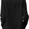Women's Mandarin Collar Button-Down Shirts Casual Cotton Linen Long Sleeve Blouses