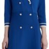 Blue Mini Sweater Dress for Women, Button up 3/4 Sleeve Knit Dresses for Teacher Work Business