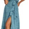 Women's Short Sleeve Satin Dress Button Down with Belt Maxi Shirt Dresses