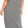 Womens Plus Size Nightgowns Sleepwear Short Sleeve Sleep Dress Maxi Night Gowns with Pockets