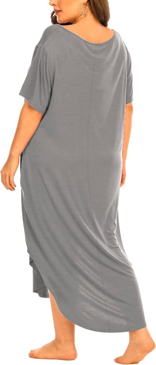 Womens Plus Size Nightgowns Sleepwear Short Sleeve Sleep Dress Maxi Night Gowns with Pockets