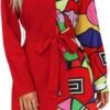 Womens Button Down Shirt Dresses with Belt Button Up Tunics Long Sleeve Blouse Tops