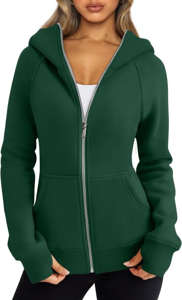 Trendy Queen Womens Zip Up Hoodies Fleece Jackets Sweatshirts Fall Outfits Sweaters With Pockets Winter Y2k Clothes