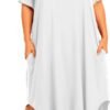 Womens Plus Size Nightgowns Sleepwear Short Sleeve Sleep Dress Maxi Night Gowns with Pockets