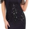 Women's 1920s Dress Sequin Art Deco Flapper Dress with Sleeve