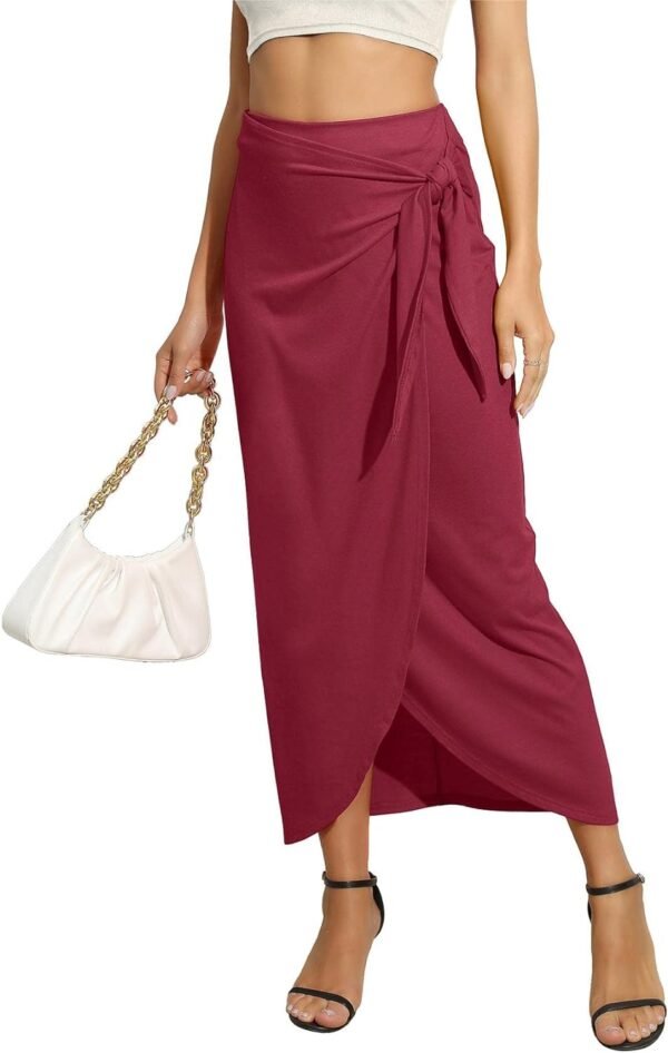 Women’s Maxi Skirt High Waist Wrap Pencil Long Skirts for Women Slim Boho Draped Front Bodycon Dresses