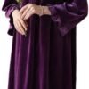 Women's Long Sleeve Nightgown Velvet Sleep Dress Ruffle Crew Neck Mid-length Nightdress