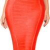 Women's High Waist Wear to Work Pencil Skirt Bandage Bodycon Midi Skirt