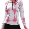 Women Two Piece Rash Guard Long Sleeve Half-Zipper UPF 50 Athletic Surfing Swimsuit