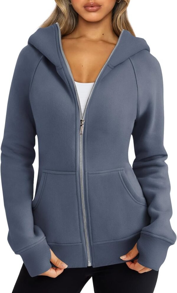 Trendy Queen Womens Zip Up Hoodies Fleece Jackets Sweatshirts Fall Outfits Sweaters With Pockets Winter Y2k Clothes