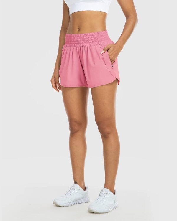 Athletic Shorts for Women with Pockets High Waist Running Workout Shorts Gym Yoga White Summer Shorts