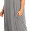 Womens Plus Size Nightgowns Sleepwear Short Sleeve Sleep Dress Maxi Night Gowns with Pockets