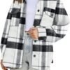 Trendy Queen Womens Flannel Shacket Jacket Casual Plaid Button Down Long Sleeve Shirt Fall Clothes Outfits