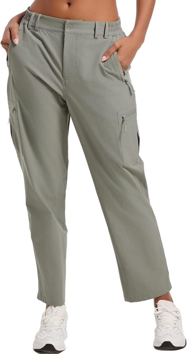 Women's Hiking Cargo Pants Lightweight Water Resistant Quick Dry Outdoor Athletic Pants with 4 Zipper Pockets