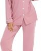 Pajamas Set Long Sleeve Womens Button Down Sleepwear Two Piece Nightwear Soft Pj Lounge Sets S-XXL