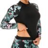Women 2 Piece Rash Guard Long Sleeve Swimsuits Swim Shirt with Shorts Set Sun Protection UPF 50+ Surf Bathing Suits