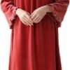 Women's Long Sleeve Nightgown Velvet Sleep Dress Ruffle Crew Neck Mid-length Nightdress