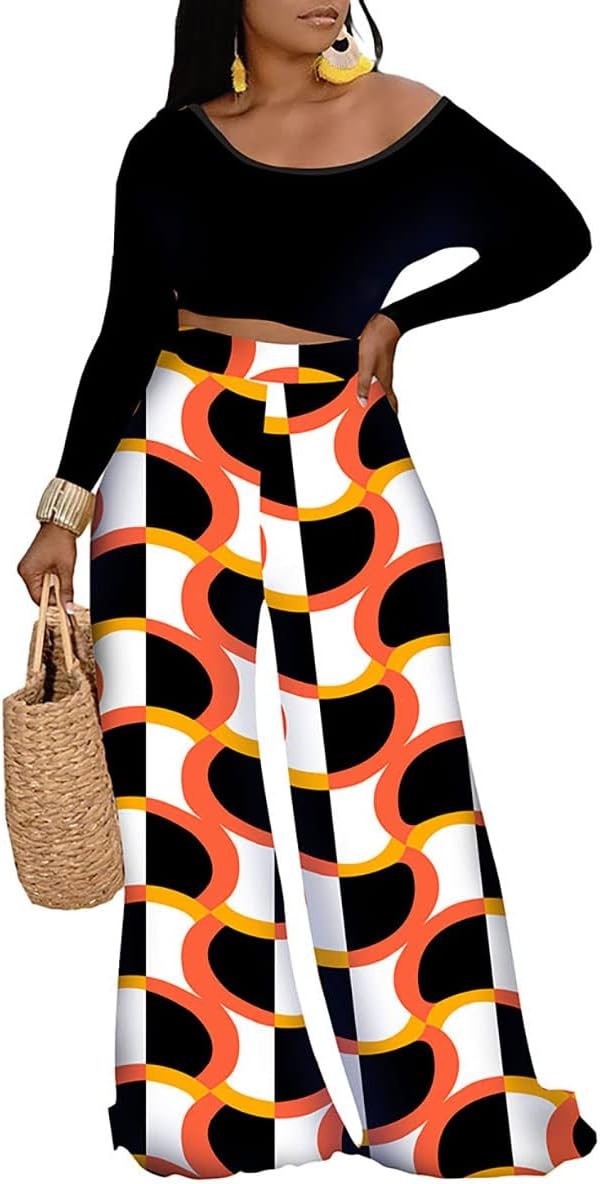 2 Piece Outfits for Women Casual Wide Leg Pants Set Outfits Sexy Front Crop Tops High Waist Jumpsuits Set