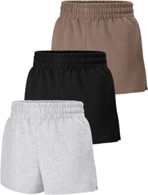 3 Pack Womens Sweat Shorts Casual Lounge Cotton Shorts Trendy Summer Running High Waisted Athletic Shorts