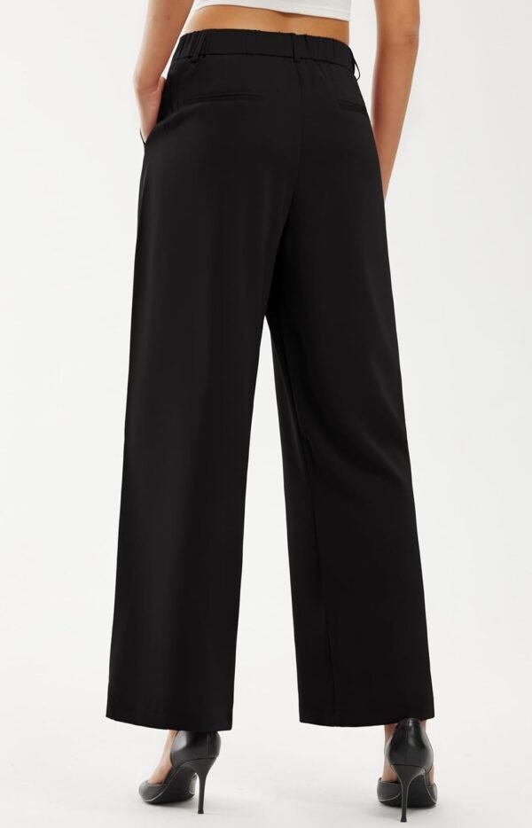 Libin Women's Wide Leg Pants High Waisted Work Dress Pants Loose Fit Back Elastic Waist Business Casual Trousers Office