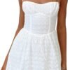 Women Graduation Dress Spaghetti Straps Sleeveless Short Dresses Y2k Low Cut Bodycon Going Out A-Line Mini Dress