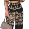 2 Piece Outfits for Women Casual Wide Leg Pants Set Outfits Sexy Front Crop Tops High Waist Jumpsuits Set