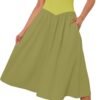 Women Off Shoulder Midi Dress Strapless Sleeveless Drop-Waist A Line Tube Dress Trendy Summer Swing Patchwork Dress