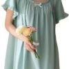 Women's Cotton Nightgowns Vintage Lightweight Gown Sets Short Sleeve Princess Nightdress