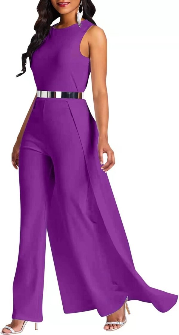 VERWIN Patchwork Overlay Embellished Plain Women's Jumpsuit High-Waist Woman Romper