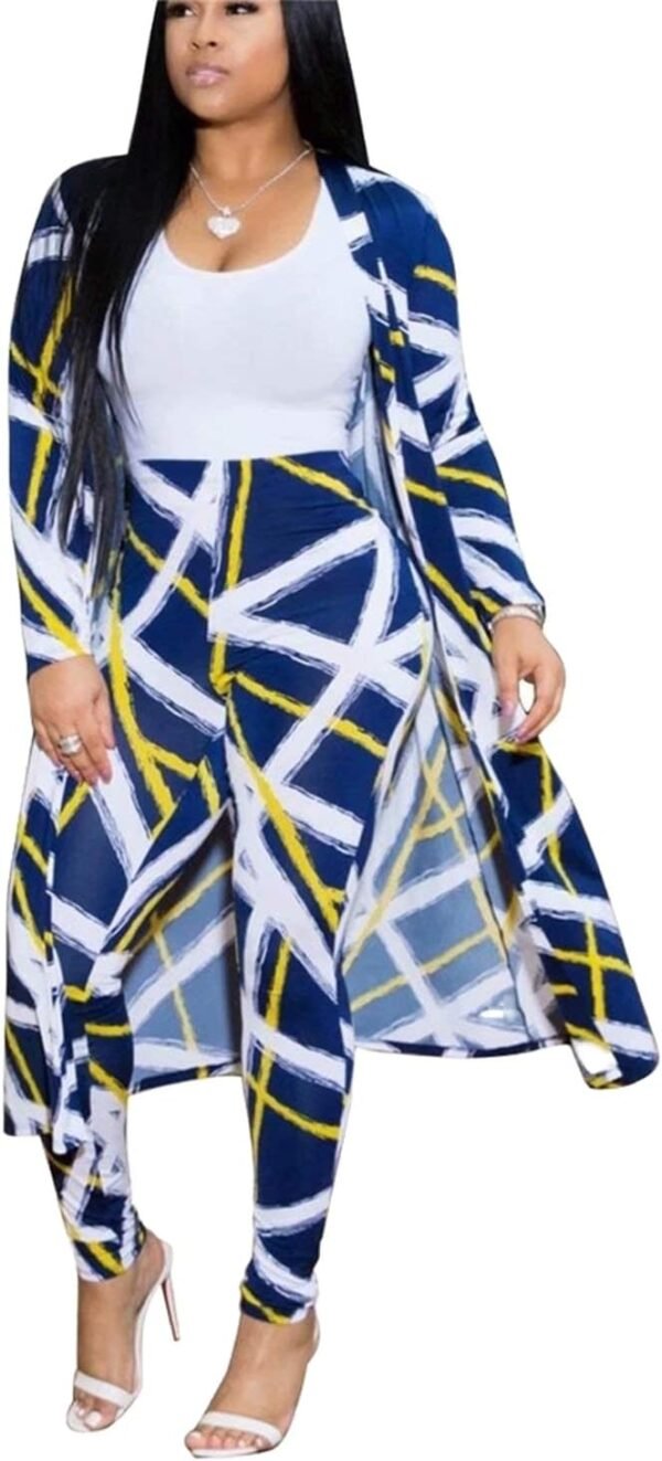 Womens Floral Print Long Sleeve Cardigan Cover up Long Pants 2 Piece Outfits Set