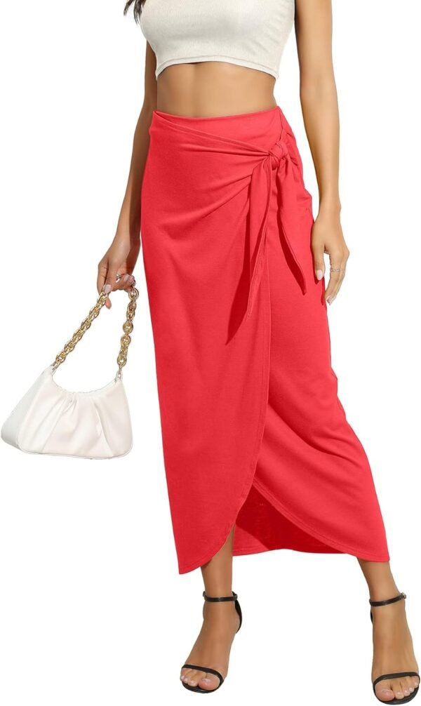 Women’s Maxi Skirt High Waist Wrap Pencil Long Skirts for Women Slim Boho Draped Front Bodycon Dresses