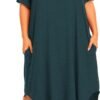 Womens Plus Size Nightgowns Sleepwear Short Sleeve Sleep Dress Maxi Night Gowns with Pockets