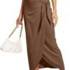 Women’s Maxi Skirt High Waist Wrap Pencil Long Skirts for Women Slim Boho Draped Front Bodycon Dresses