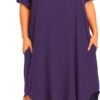 Womens Plus Size Nightgowns Sleepwear Short Sleeve Sleep Dress Maxi Night Gowns with Pockets