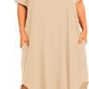 Womens Plus Size Nightgowns Sleepwear Short Sleeve Sleep Dress Maxi Night Gowns with Pockets