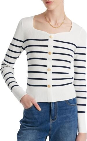 Long Sleeve Crop Tops for Women Trendy Knitted Basic Shirts Business Casual