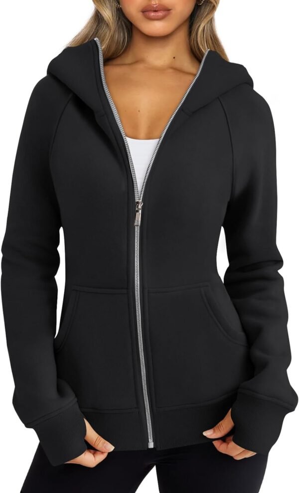 Trendy Queen Womens Zip Up Hoodies Fleece Jackets Sweatshirts Fall Outfits Sweaters With Pockets Winter Y2k Clothes