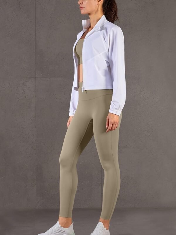 UPF 50+ Workout Jackets for Women Athletic Zip Up Running Jacket Sun Protection Lightweight UPF Cropped Jacket